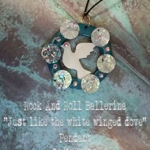 White Winged Dove Pendant Handmade Laser Cut